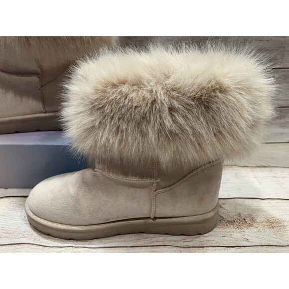 Rouge Helium Boots Women’s Booties Faux Fur Suede Ivory Platform Boho Cream 9 - Picture 2 of 7